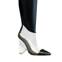 PVC And Leather Over The Knee Boots
