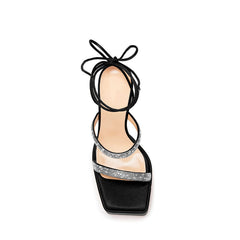 Diamante Lace Up Platform Sandals