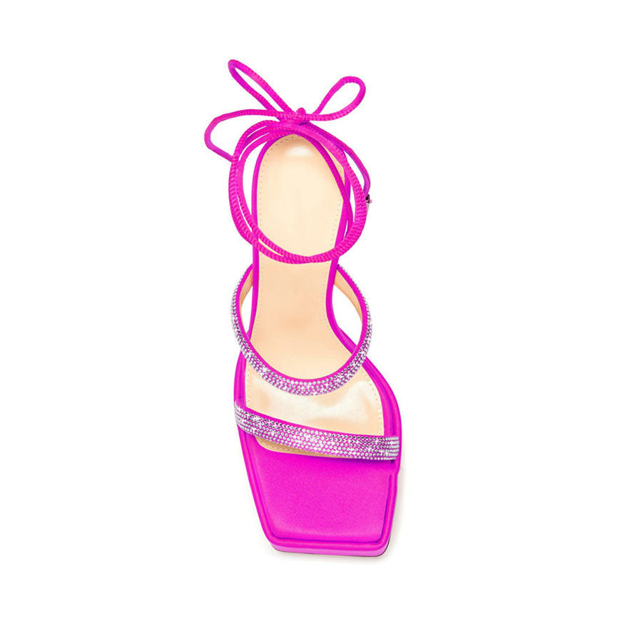 Diamante Lace Up Platform Sandals