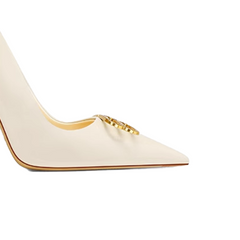 Metal Embellished Mid Heel Pumps - 8cm