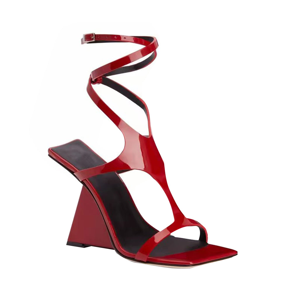Ankle Strap Wedged Heel Sandals