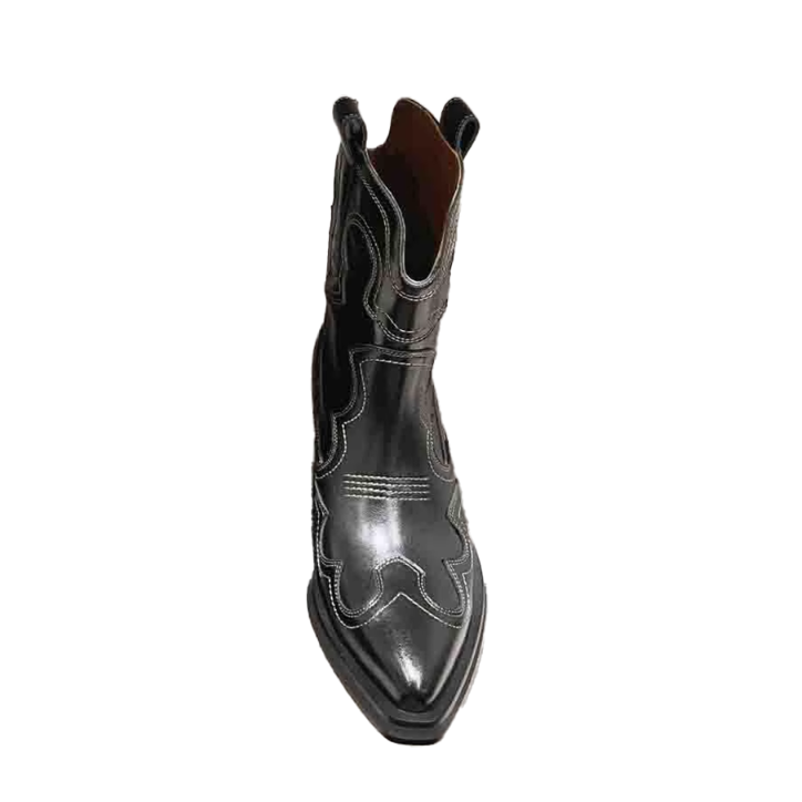 Leather Western Cowboy Ankle Boots