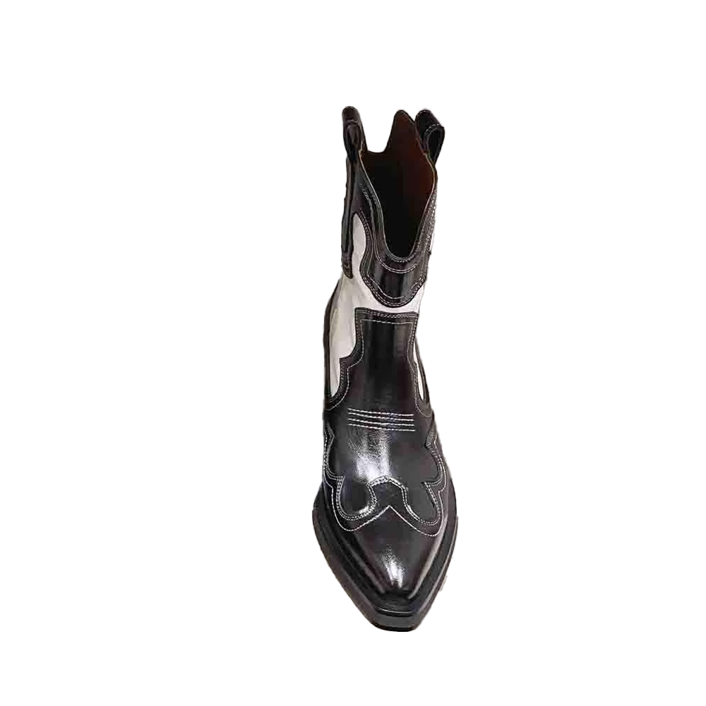 Leather Western Cowboy Ankle Boots
