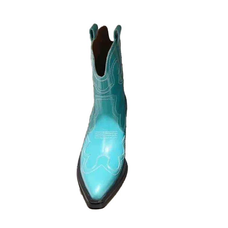 Leather Western Cowboy Ankle Boots