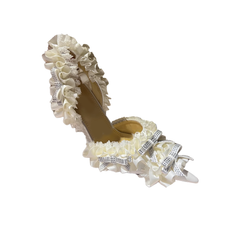 Diamante Ruffled High Heel Sandals