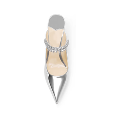 Diamante Mid Heel Mules Sandals - 8cm