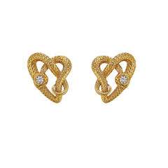 Diamante Heart Earrings - Pair