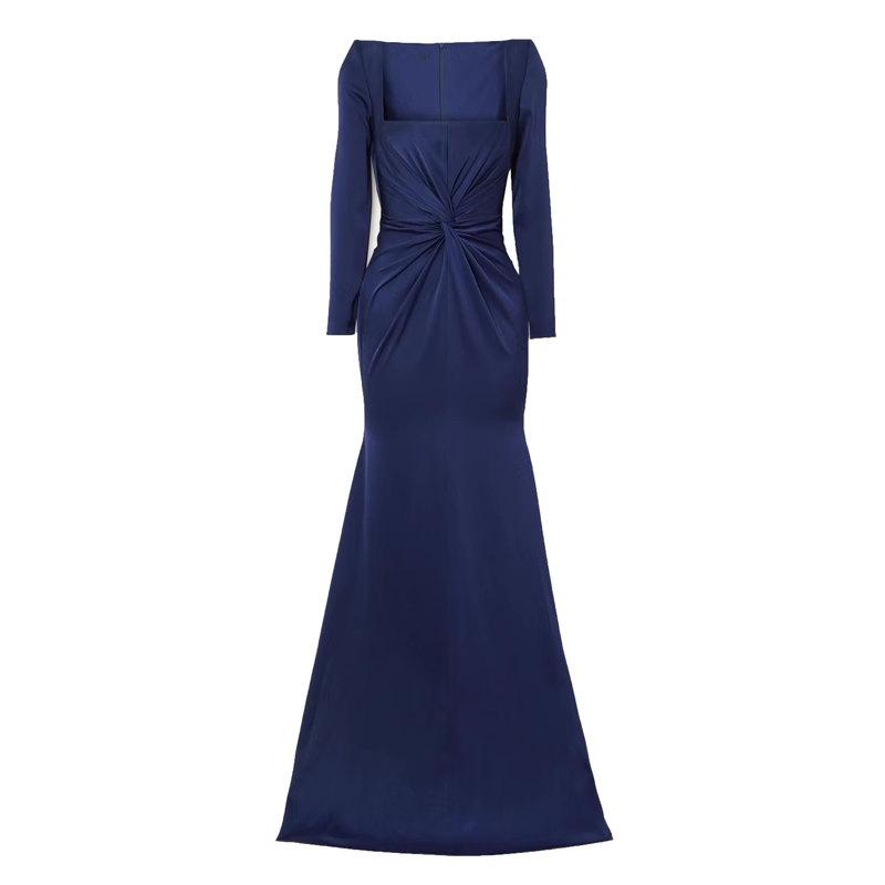 Ruffled Hem Evening Dress Gown