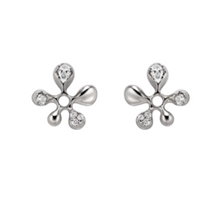 Diamante Flower Earrings - Pair