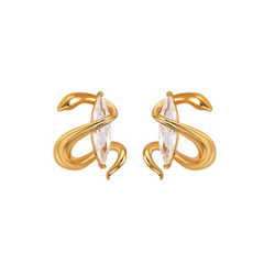 Diamante Snake Earrings - Pair