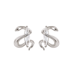 Diamante Snake Earrings - Pair