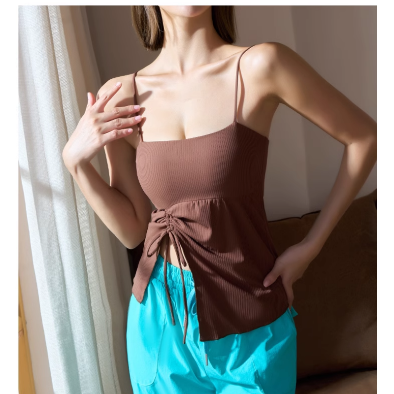 Yoga Pilates Draw-String Fitted Sports Bra