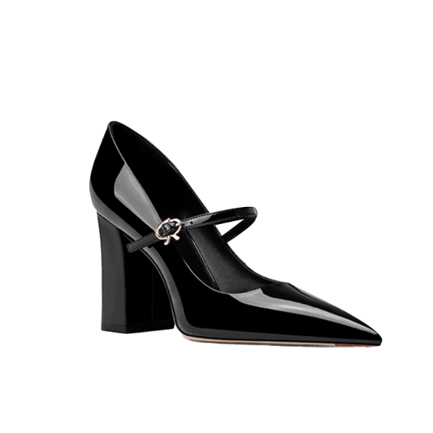 Buckled Block Heel Pumps - 8cm