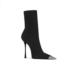 Metal-Plated Ankle Boots - 8cm