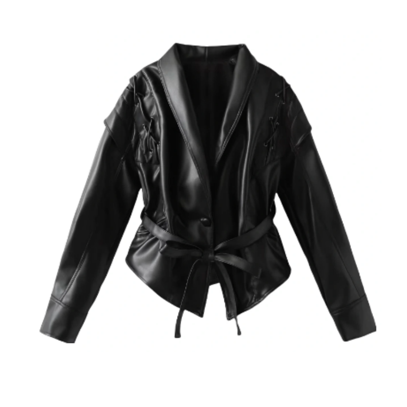 Lace Up Leather Jacket