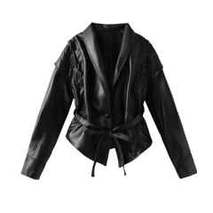 Lace Up Leather Jacket