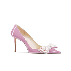 Pearl Bow Mid Heel Pumps - 6cm