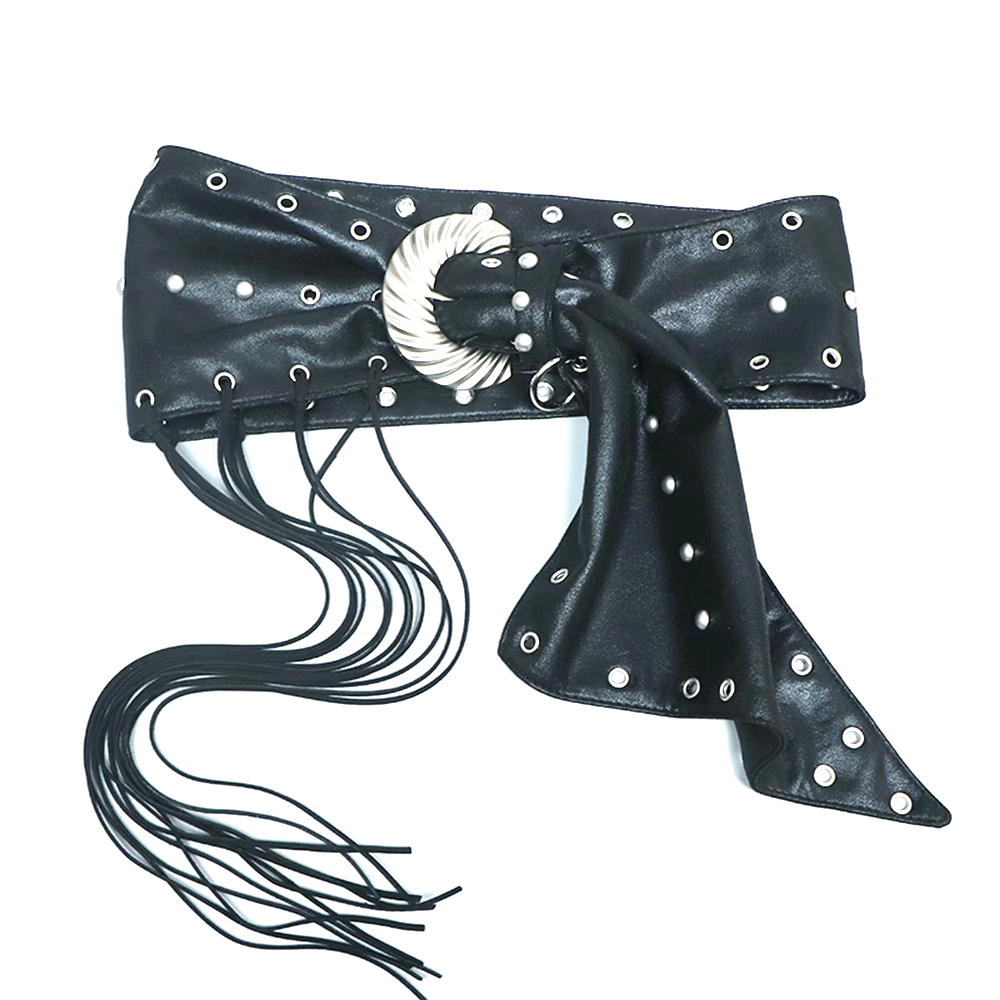 Studded And Fringed Girdle Belt