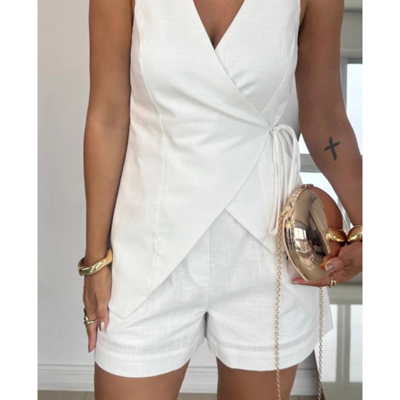 V Neck Tank Top And Mini Shorts