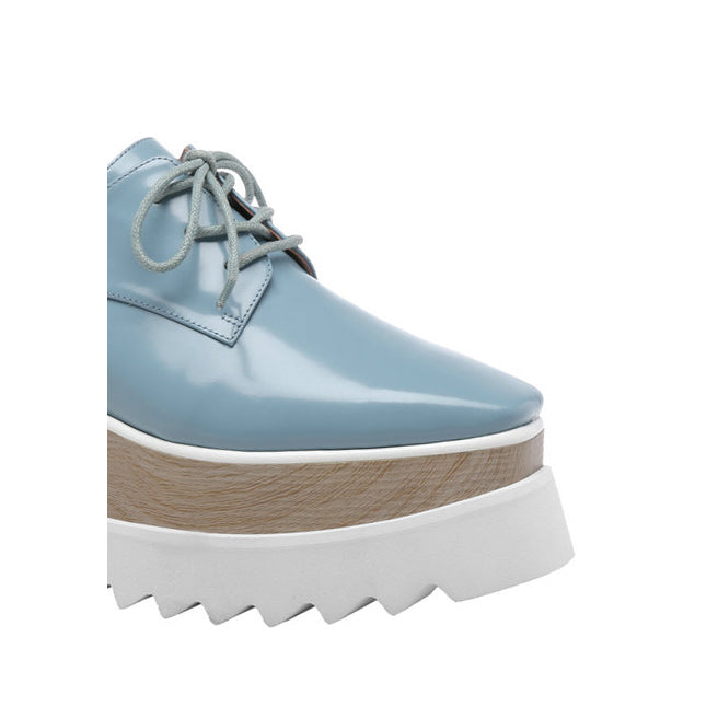 Lace Up Leather Oxford Platform Sneakers