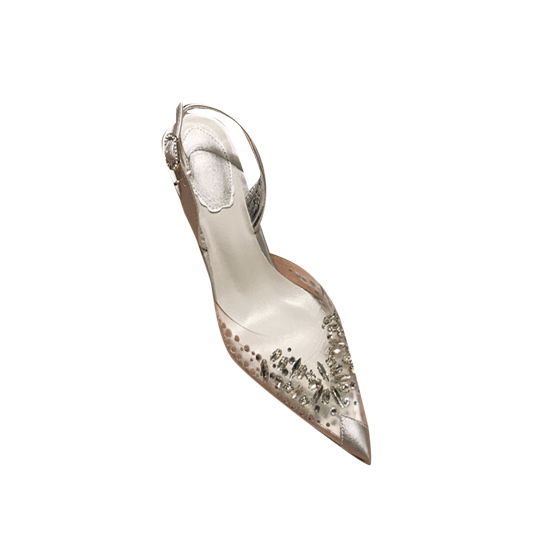 Diamante PVC High Heel Sandals - 8.5cm