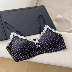 French Floral Women Vest Wireless Bra