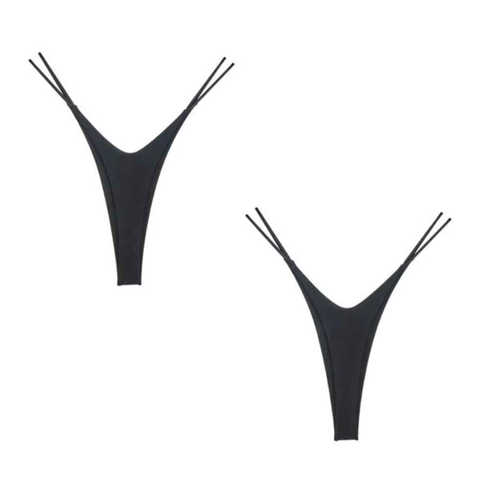 2PCS Sexy High Cut Double-layer Cotton Thong