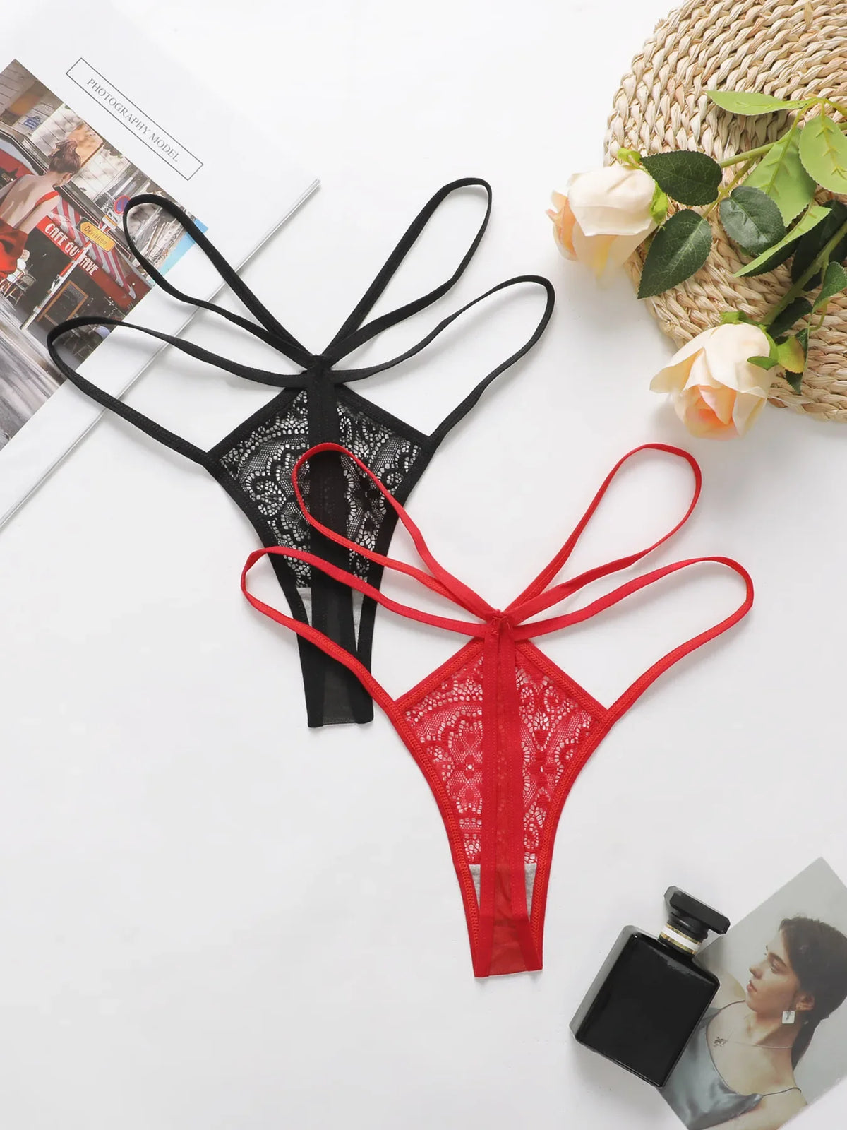 2PCS Sexy Lace G String Thongs