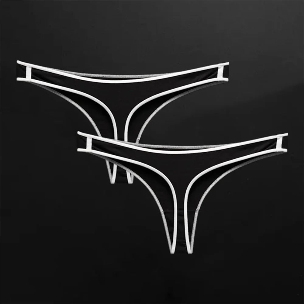 2Pcs Low Waist Women's Seamless Cotton Thong
