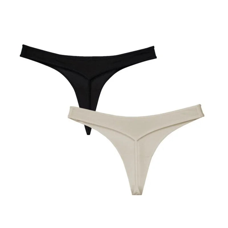 2Pcs Solid Nude Seamless Thong