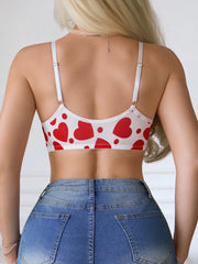 2pcs Women Sexy Red Heart Print Bras