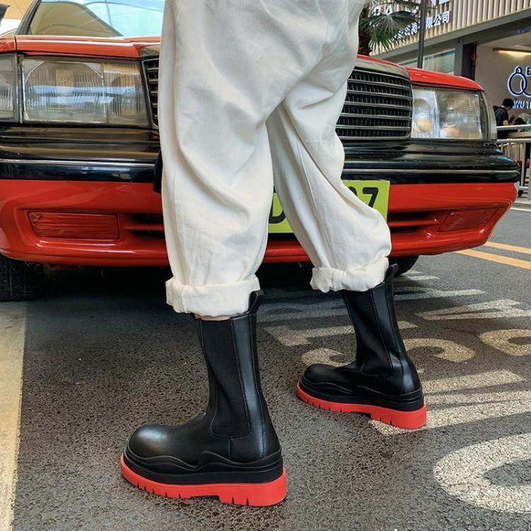 Basic Bi-Color Leather Ankle Boots