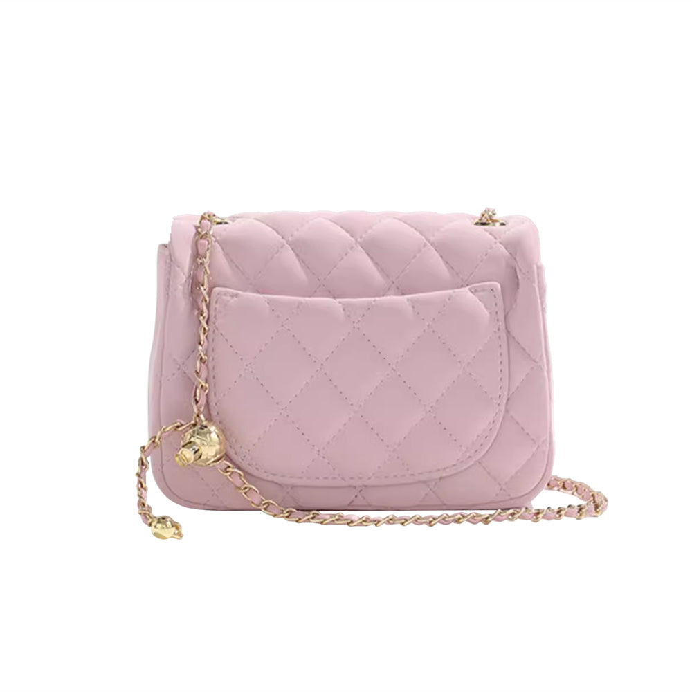 Metal Lock Quilted Cross Body Bag