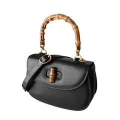 Bamboo Lock Leather Tote Bag - Large