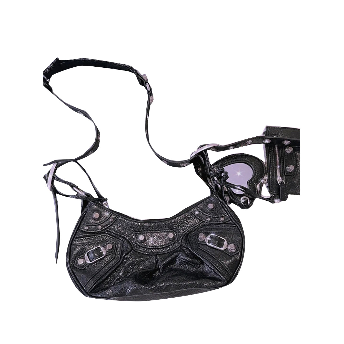 Buckled Leather Cross Body Bag - Large