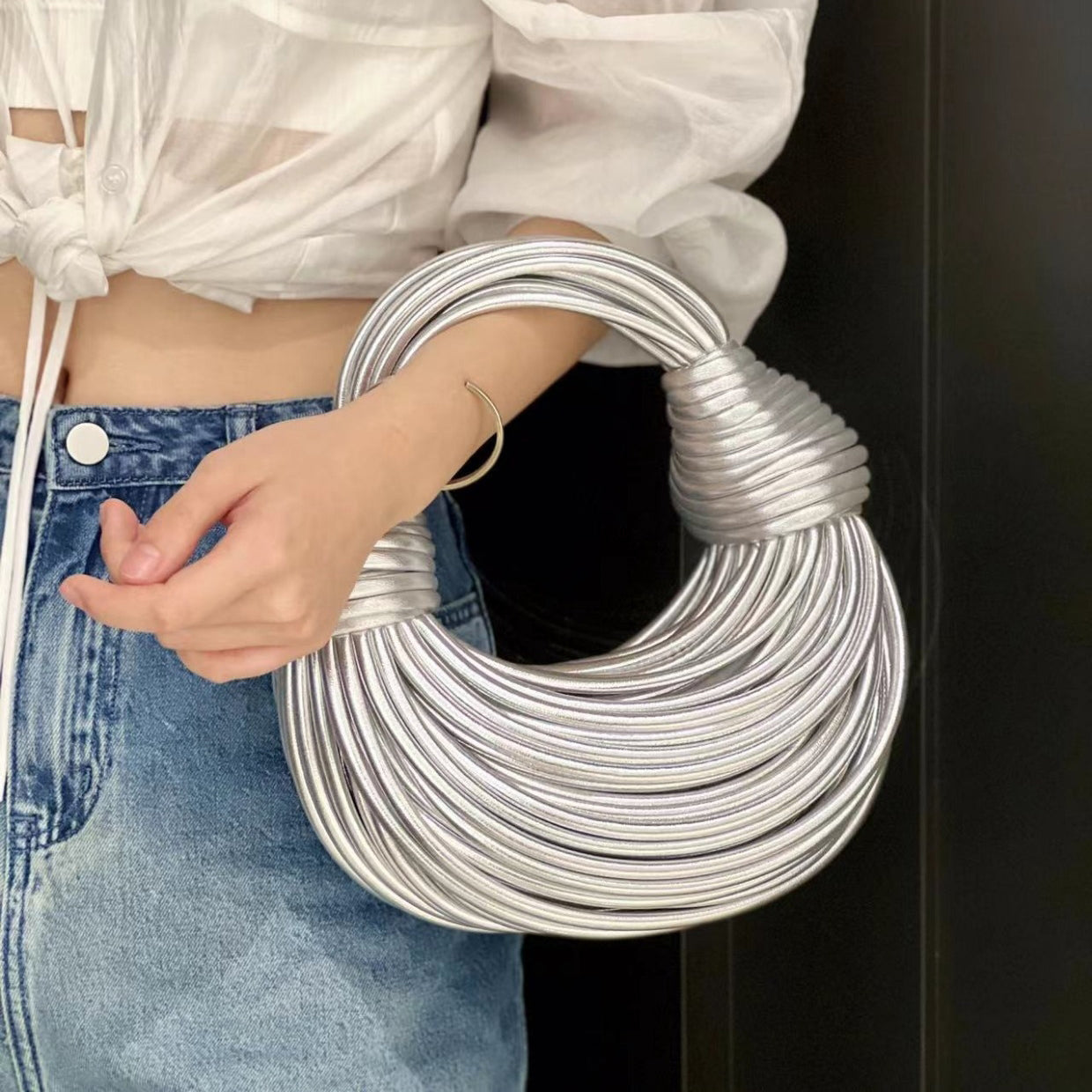 Knotted Leather Tote Bag