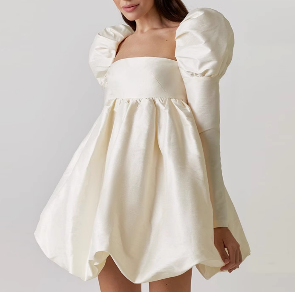Puff Sleeves Mini Dress