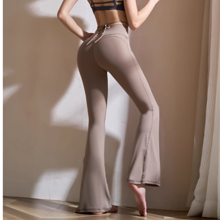 Yoga Pilates Lace Up Flared Fitted Stretch Legging