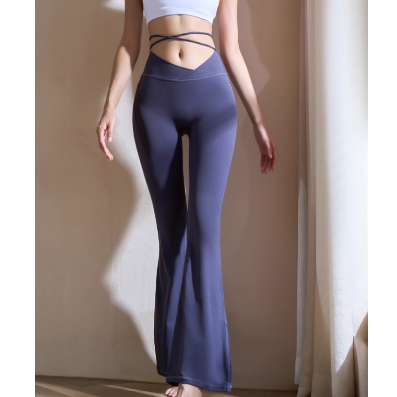 Yoga Pilates Lace Up Flared Fitted Stretch Legging