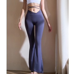 Yoga Pilates Lace Up Flared Fitted Stretch Legging