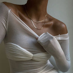 Off-Shoulder See-Through Top