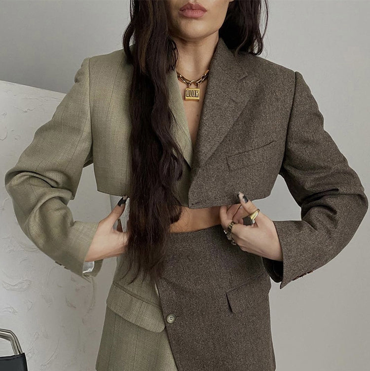 Bi-Color Cropped Blazer