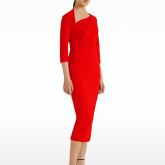 Asymmetric Neck Evening Dress Gown