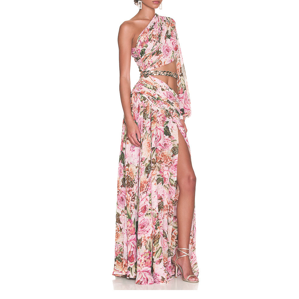 Printed Cut Out Slip Dress
