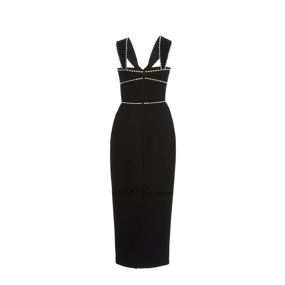 Diamante Midi Evening Dress Gown
