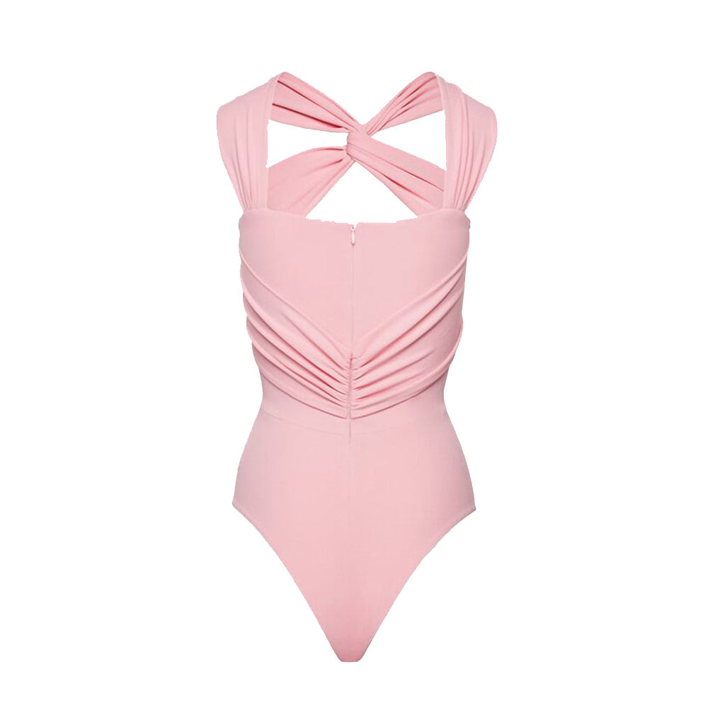 Flower Embellished Cut Out Bodysuit