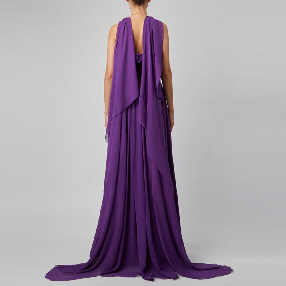 Ruffled Slip Evening Dress Gown