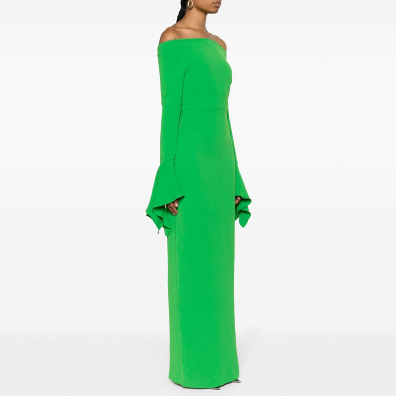 Off-Shoulder Bell Sleeves Evening Dress Gown