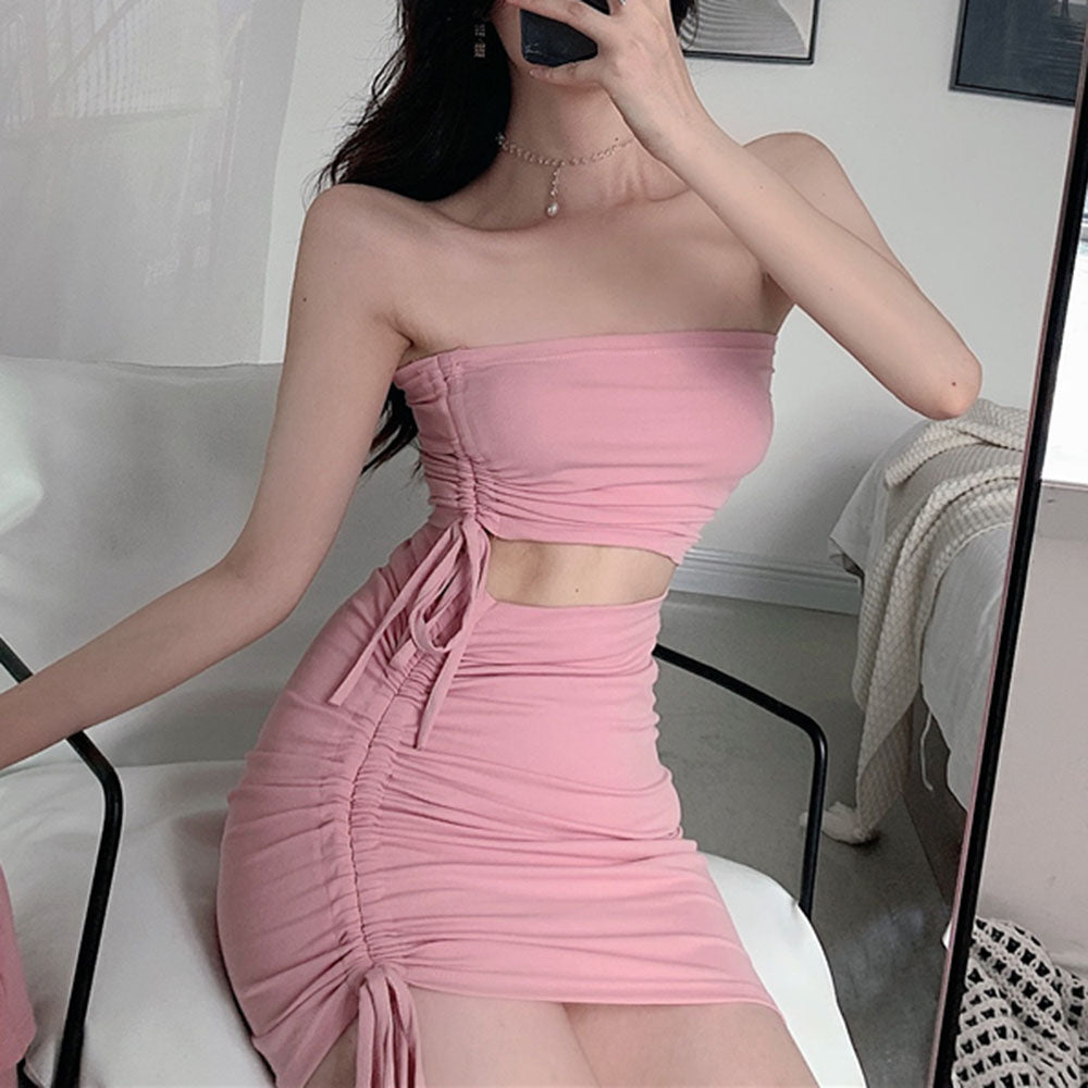 Long Sleeves Top And Cut Out Mini Dress