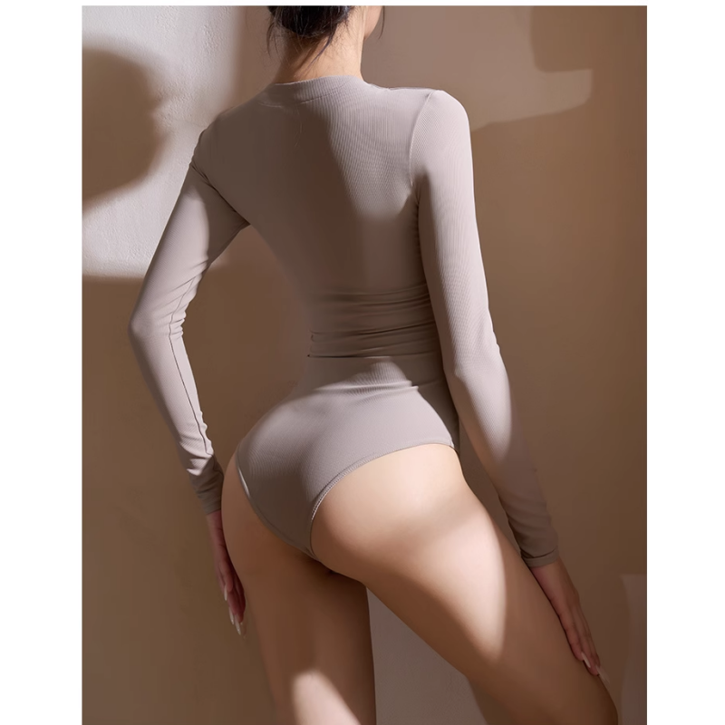 Yoga Pilates Front Zip Fitted Bodysuit Activewear